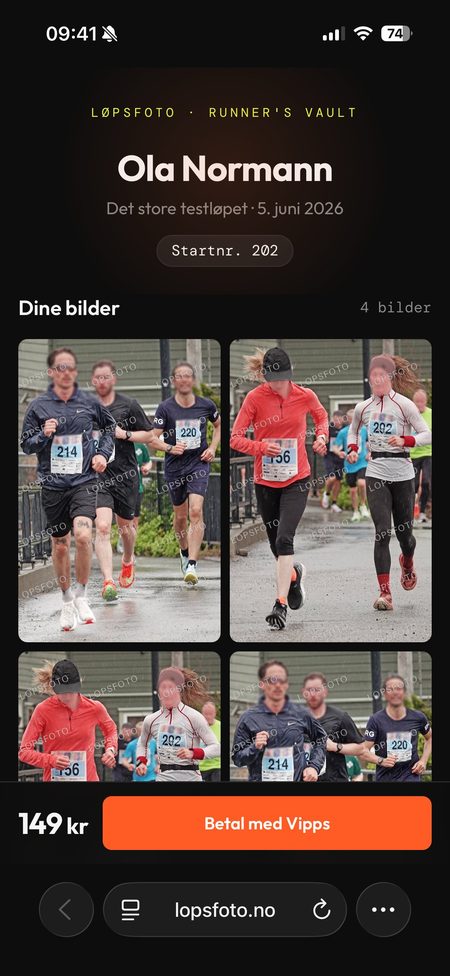 Løperens personlige fotohvelv med egne bilder